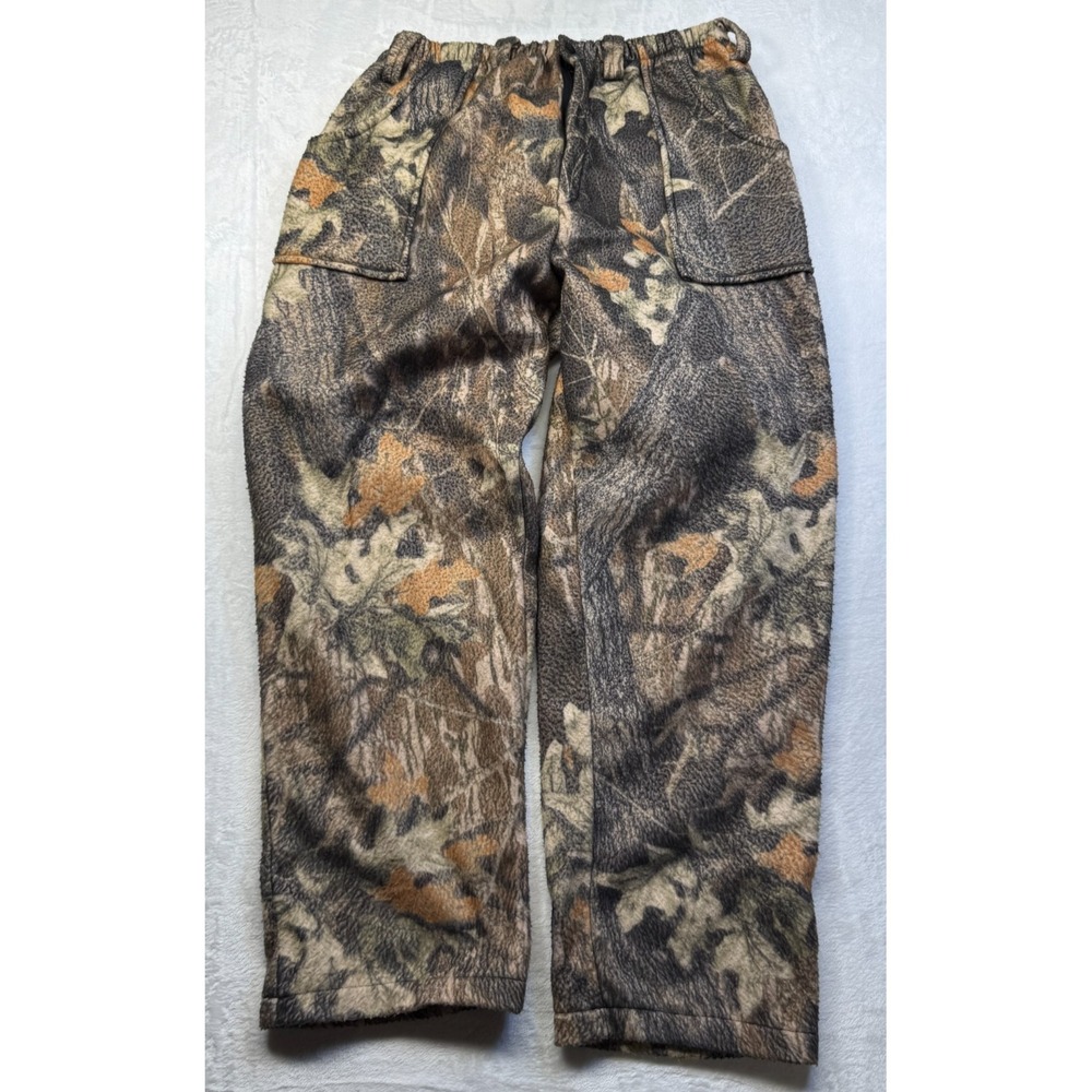 VTG 90s World Famous Camo Fleece Sweatpants‎ Thick Fall USA Made Mens XL